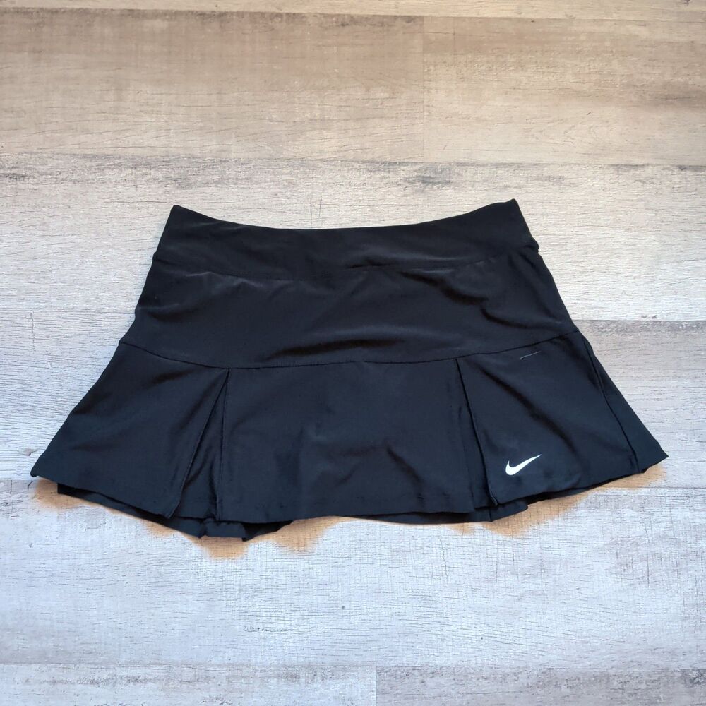 Women's Nike DriFit Pleated Tennis Golf Pickleball Skirt Skort Sz Large Black